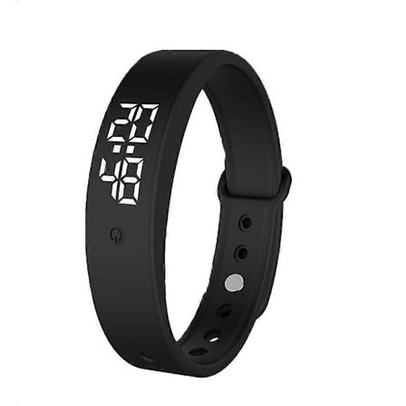 Vibrerende Vækkeur Armbånd til Tunge Sovere, Lydløs Vågn Op Armbånd til Mænd og Kvinder Sort[HK]