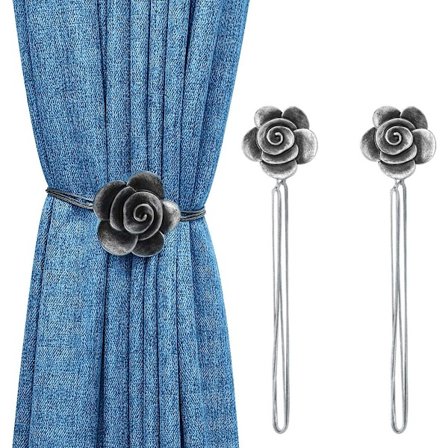 Magnetisk gardinopsamler i form af kamelia, 1 par magnetgardiner