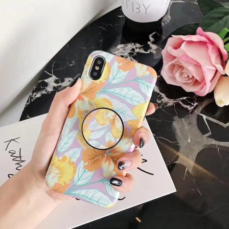 Modeskal Med Ringhållare Till Iphone Xr I Lemonadrosa Blommor