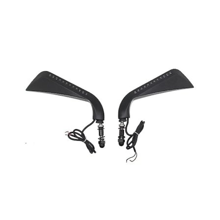 Motorcykel Skära Sidospegel Bak med LED Blinkersljus för Softail Sportster, Svart-WELLNGS