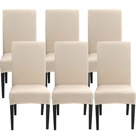 Set med 6 universelle stretch stolstoltrekk - Moderne - Hvit