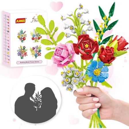 Blombukett Byggset, 683PCS Blombyggstenar, Konstgjorda Blommor Botanisk Samling Byggklossleksaker