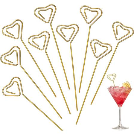 Rostfritt stål Cocktail Frukt Tandpetare Återanvändbara (hjärta) 10 st