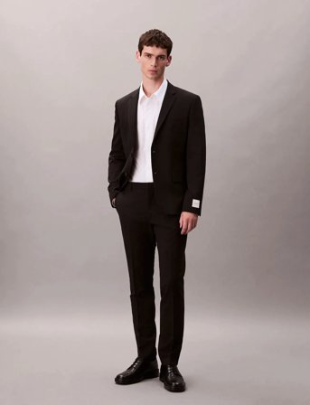 Calvin Klein Ls Italian Wool Blend Slim Blaze - Black - 48