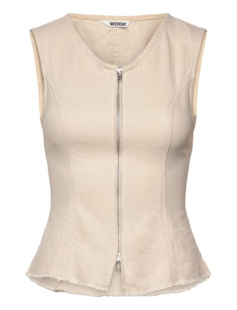 Weekday Zip-Up Top - Beige - 34