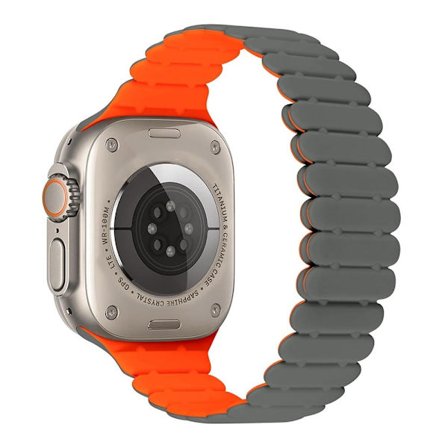 KALEBOL Magnetiskt silikonarmband Apple Watch Series 10 42mm Bambu Joint Watch Strap - Grå + Orange