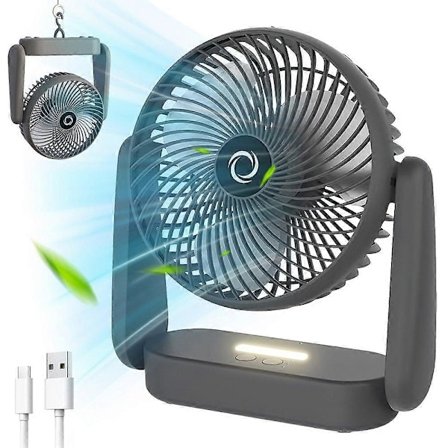 Bordvifte Stille vifte Mini USB-vifte med LED grå Kompakt Bærbar Energieffektiv