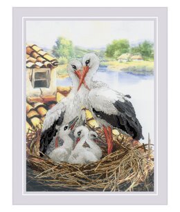 Broderikit Tavla Stork Familj