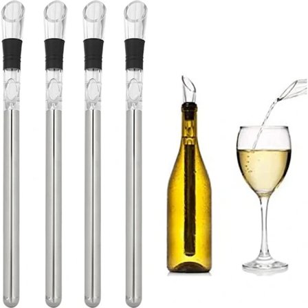 4-pack Stainless Steel Wine Chiller Stick with Wine Aerator Pourer