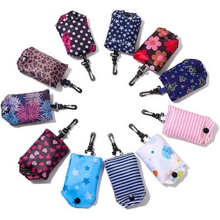 6-pakning sammenleggbare handleposer gjenbrukbare dagligvareposer miljøvennlige reisevesker resirkulering sammenleggbare for å passe i lommen, 