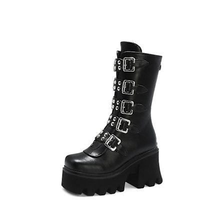Winter Gothic Punk Dam Platform Boots - Svart
