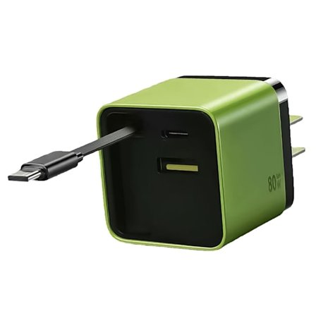 Uttrekkbar USB C-lader 80W-teknologi, samtidig lading av 3 enheter