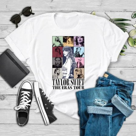 Taylor Swift trykket kortarmet T-skjorte dametopper hvit S
