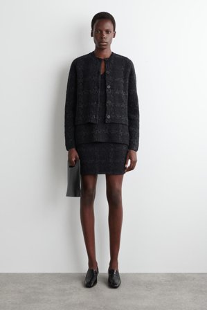 COS Women's Cardigan In Maglia Bouclé Lucente in Nero