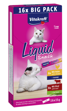 Vitakraft - Liquid Snack Multipack 16x15 g - Katt - Kattegodteri & kattegress - Belønningsgodbiter katt - ZOO.no