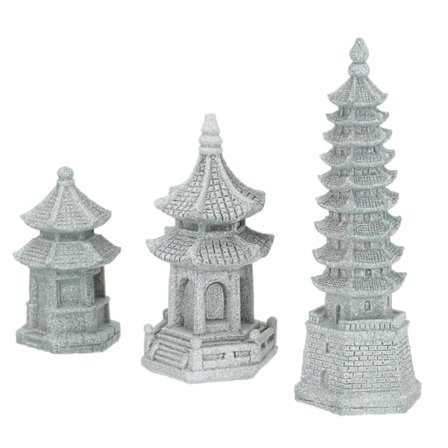 3 stk. Levende Betongsimulering Paviljong Bonsai Pynt Stein Paviljong Dekor