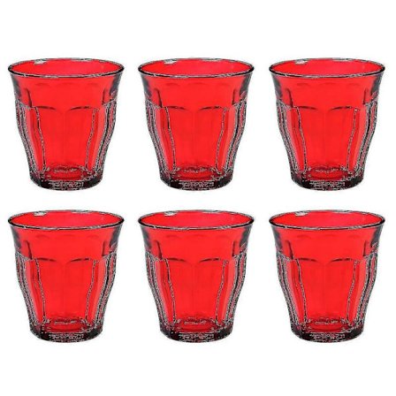Duralex Setti, 6 Picardie Värillistä Punaista Juomalasia 25cl
