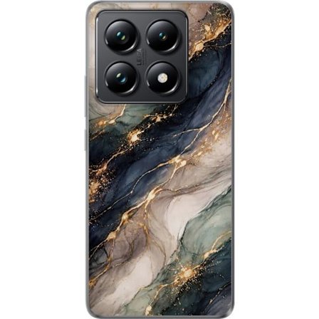 Yhteensopiva Puhelinkuori Xiaomi Xiaomi 14T Ylellinen abstrakti marmoritaide mustalla, valkoisella ja kullalla elegantteine linjoineen, eksklusiivinen