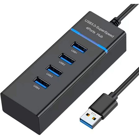 NÖRDIC USB 3.0 4port 5Gbps hub 25cm kabel sort