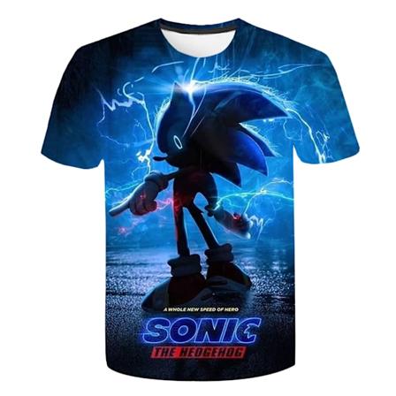 Sonic The Hedgehog Barnklær for Gutter 3D-Trykt Korthylset Casual Topp Blue