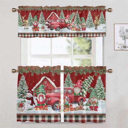 1/2 St Printed Rod Pocket Blackout Xmas Halv Gardin