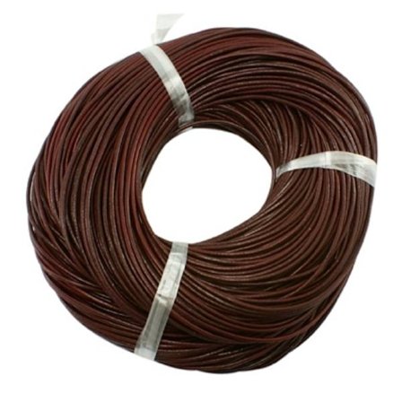3 meter Mörk brun läderrem 4mm. tjock