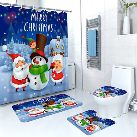 4 stk. Julebrusbadforhæng Vandafvisende Punchfri Brusbadforhængssæt Toilet Skillevæg Forhæng Brusbadtelt Brusbad Dække Badeværelsesforhæng (med Krog)