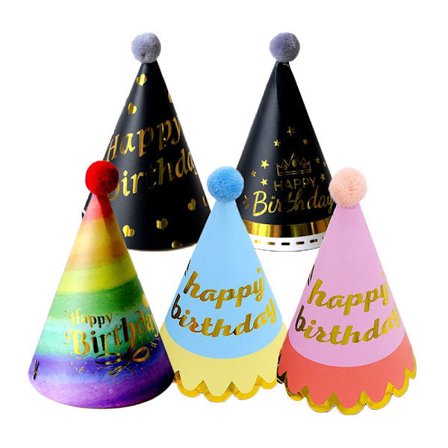12 Fargerike Partyhatter - Kjegleformede Barnehatter for Bursdag, Feiring, DIY Håndverk
