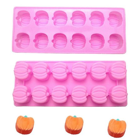 Halloween Silikonforme i Græskarform med 12 Hulrum til Kage, Hård Karamel, Chokolade, Fondant, Gele, Isbakke, DIY-Fremstilling af Cookies, Bageform (