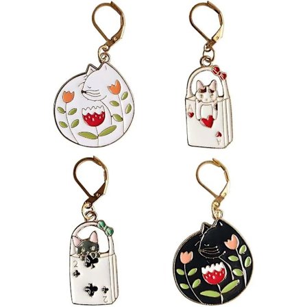 4 stk. Poker Katt Hekle Fjernbare Låsende Maskemarkører For Strikking Og Hekling Søte Metallanheng Flott Gave Strikkeleverandør