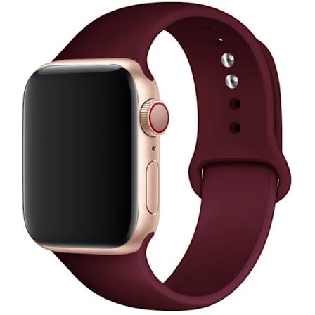 Silikonrem för Apple Watch Band 45mm 44mm 42mm 49mm 41mm 40mm 38mm armband iwatch Series 8 7 9 SE 4 3 5 Ultra 6 Vinröd