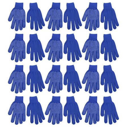 12 Par Nylonstickade Skyddshandskar för Industri Lager Trädgårdsarbete Byggnation med Prickar på Ena Sidan