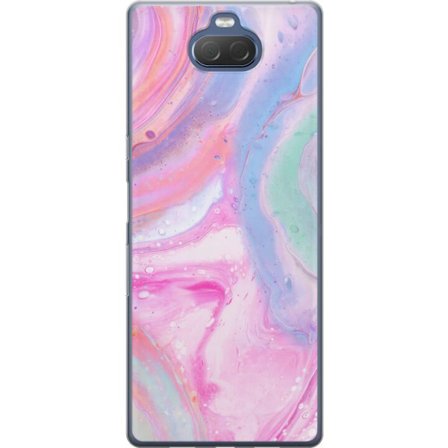 Kompatibelt Mobildeksel til Sony Sony Xperia 10 Plus Abstrakt pastellfarget marmor kunst med flytende akryl effekt i rosa, blått og grønt for modern