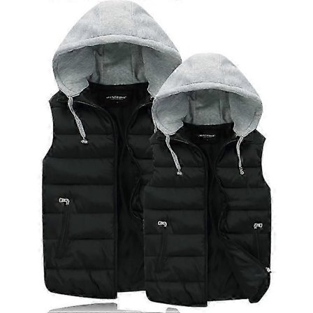 Dame Dunjakke Vest Fortykket Varm Vinterfrakke Med Aftagelig Hætte Vinter