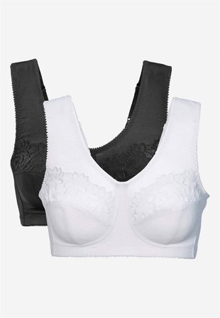 Cellbes of Sweden - Soft-BH med broderi Lily 2-pack i svart + hvit for damer i størrelse 100B
