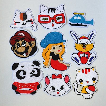 9 stk - Fargerike - Selvklebende broderte lapper applikasjon broderi strykes på