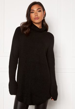 Pieces Ellen LS Long Knit Black Klær