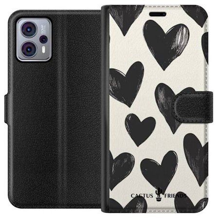 Kompatibelt Lommeboketui til Motorola Motorola Moto G23 Cactus and Friends - Bold Black Love Pattern