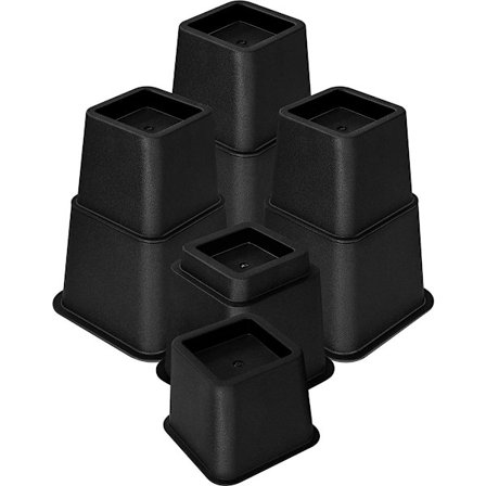 Justerbara möbelhöjare, hög kvalitet, slitstarka, platsbesparande, för säng, bord, stol, soffa, 7 till 20 cm, svart