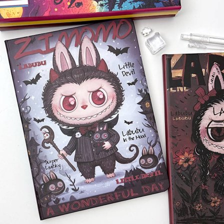 Labub u Graffiti A5 Färgsida Hårdpärm Anteckningsbok Söt Tecknad Färg Inuti Sidan Manuell Student Extra Tjock Anteckningsbok