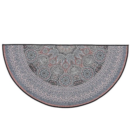 Boheemi tyylinen matto puoliympyrän muotoinen lattiamatto retro eteisen matto mandala kuviollinen matto (80.00X40.00X0.60CM, ruskea)