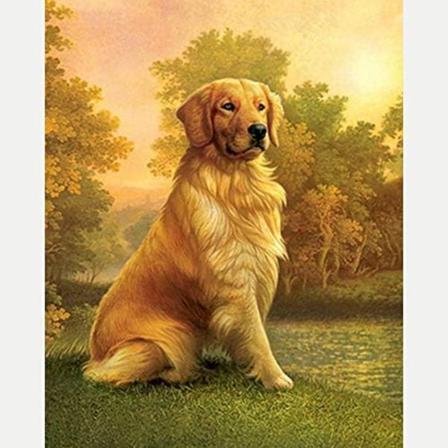 Gör-det-själv för vuxna diamond painting för hund, rund diamantkonst, tillbehör till diamond painting för djur, handdekorerad korsstygnsduk (12x16 tum