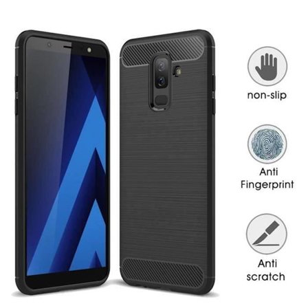 Coque - Kolfiber - SAMSUNG GALAXY A6 PLUS 2018/A605 - Mjuk - Ultra Resistenta - Svart