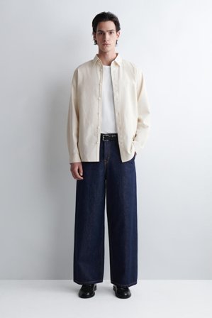 COS Men's Striped Oxford Shirt in White