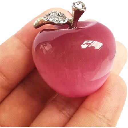 1 stk. Pink Katteøje Sten Æble Krystaller og Helbredende Sten Figurer Samlerobjekter, 3 cm Rumindretning Julepynt Kontorgaver