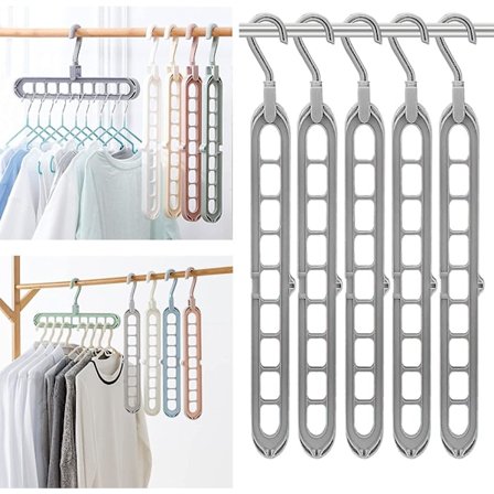 Skabsopbevaring og organisering af tøjbøjler, 5-pak smart skabsorganisator