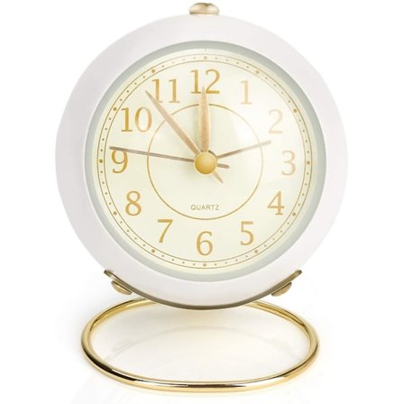 4 Tommers Analog Vekkerklokke, Liten Stille Skrivebords Klokke Klassisk Retro