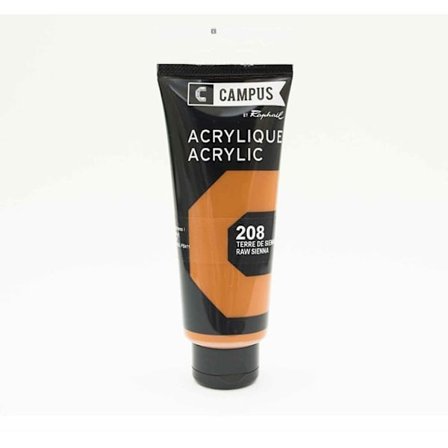 Akryylimaali - Campus by Raphael - 208 - Väri raakasienna - 100 ml - Sekatekniikka