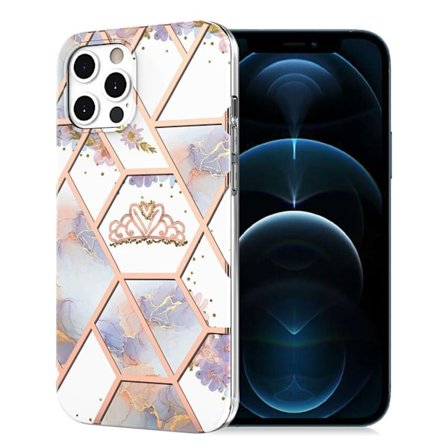 Marmormotiv iPhone 12 Pro / iPhone 12 skal - Marmor / Krona