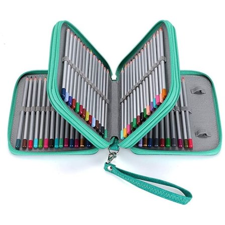 Glidelås pennal, praktisk lerret penneholder for grønn